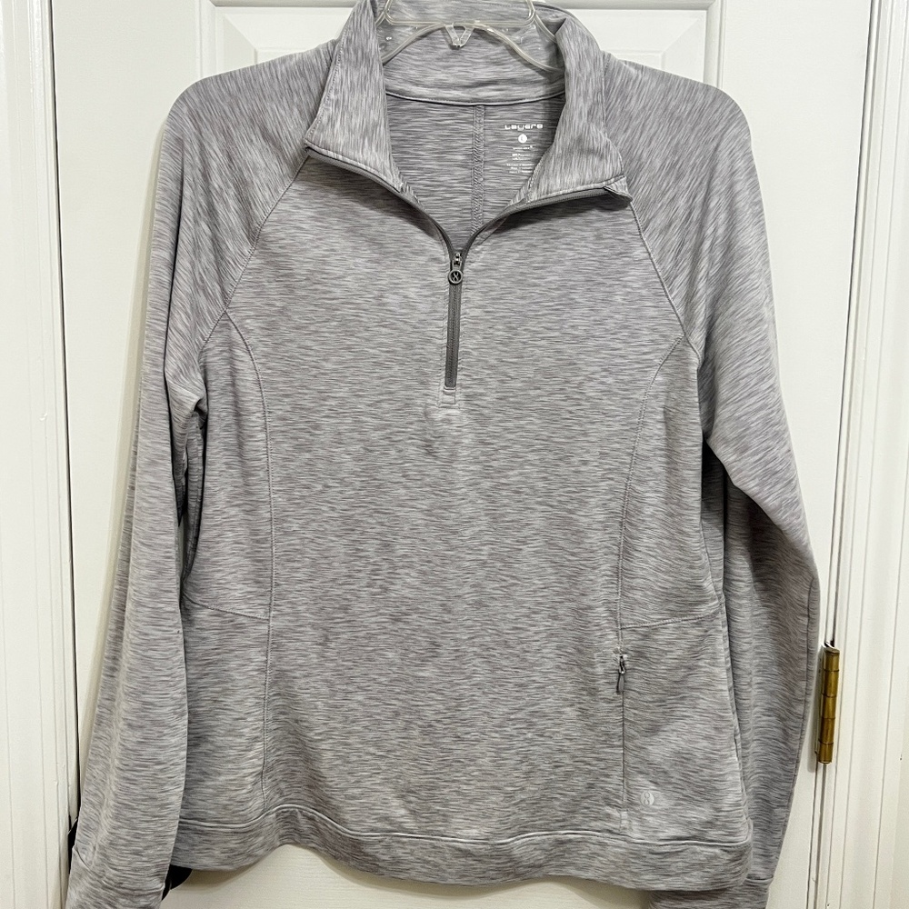 EUC Layer 8 Layer8 Gray Half Zip Performance Long Sleeve Top Shirt Size Large L